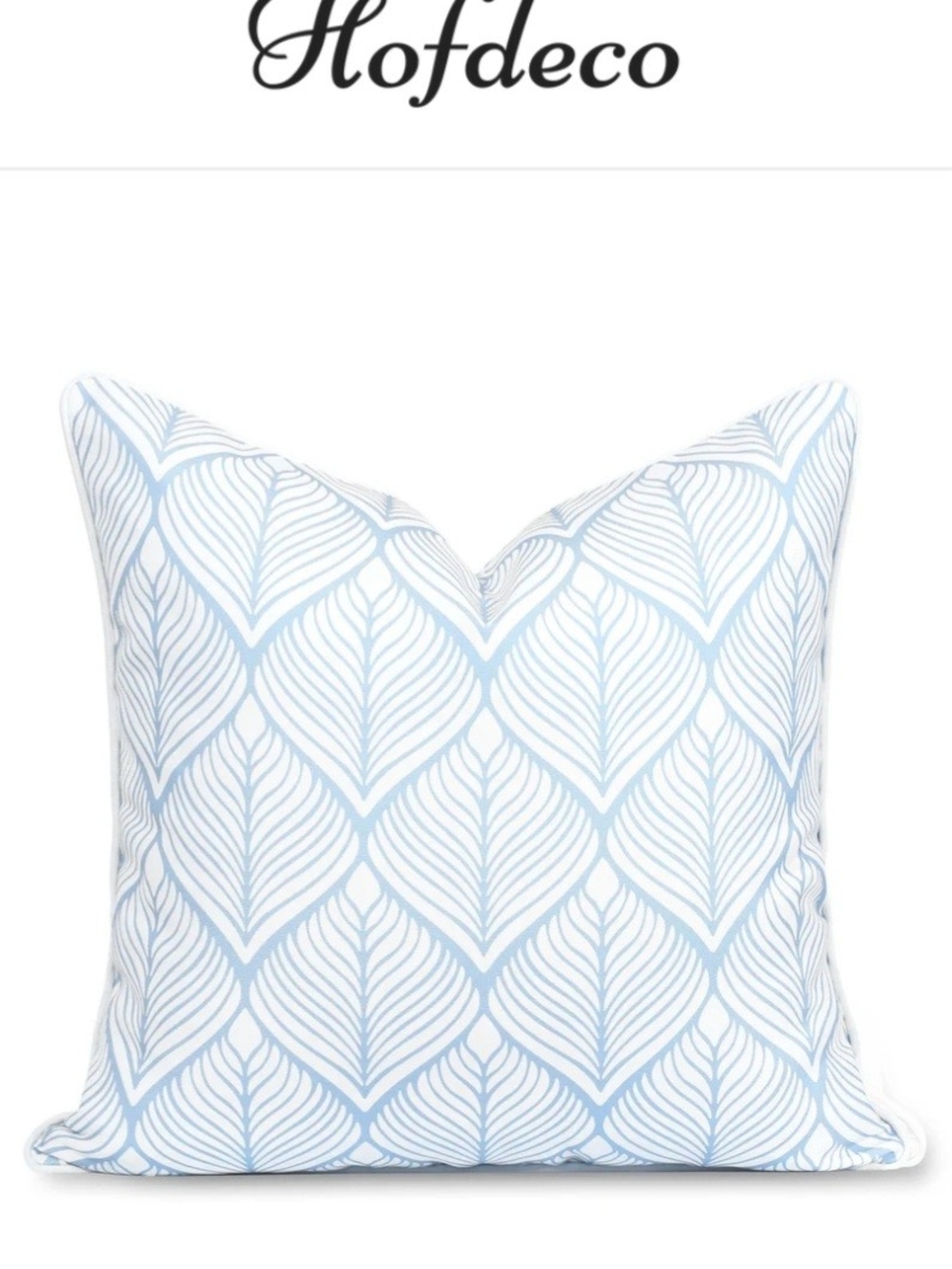 Light Blue Geometric Leaf Print Pillow Covers 20x20 Hofdeco